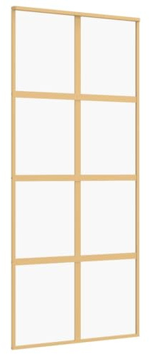 vidaXL Puerta corredera dorada de vidrio ESG transparente y aluminio