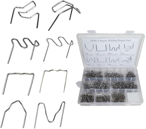 RYXZEN 800PCS Agrafes Chaudes Accessoires de Soudage 0.8mm, 0.6mm Baguettes de Soudage Agrafe Chaude Clou de Soudure de Reparation Plastique pour Pare-chocs de Voiture en Plastique de Soudure, 8 Taper