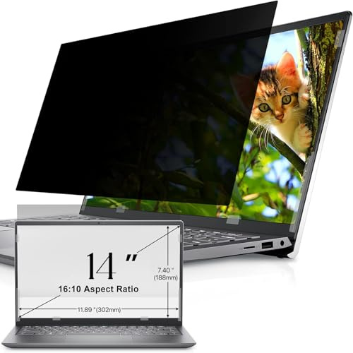 IPROKKO Filtre de Confidentialité 14 Pouces16:10, Filtres d'écran pour Ordinateur Portable Amovible Anti-Lumière Bleu Ecran Confidentialité Compatible avec Hp/Dell/Acer/Lenovo/ThinkPad/Asus