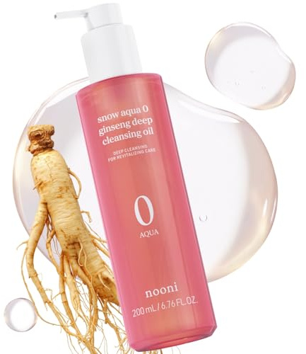 NOONI Korean Cleansing Oil - Snow Aqua 0 Ginseng Deep Cleansing Oil | Makeup Blackhead Remover, Pore Care Control, Glass Skin, Control Sebum, Revitalizing Care, Stocking Stuffers For Women, 6.76 Fl Oz
