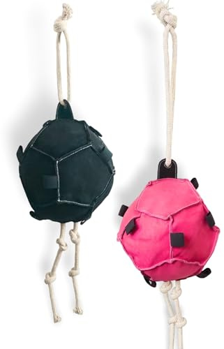 Pelota de caballo para caballos, pelota de juego, perfecto para caballos de empleo, pelota de alimentación para zanahorias y golosinas (rosa + negro, monocolor)