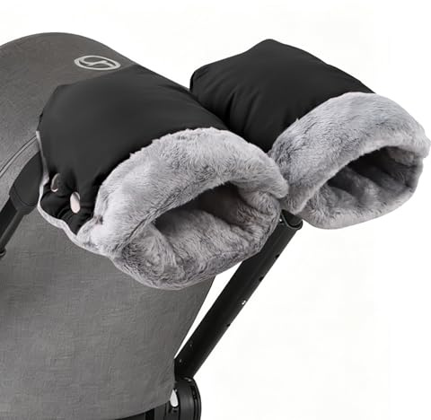 NICEWAT Handvärmare barnvagn, vattentät och vindtät handmuff för barnvagn, universell storlek sparkcykel handmuff med varmt plyschmaterial fleece för alla barnvagnar buggy