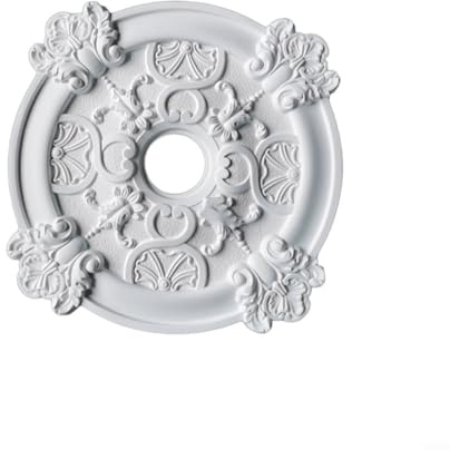 MIKMLYZE Medallón de techo blanco de 50 cm para lámparas, placa decorativa redonda de poliuretano para ocultar imperfecciones, instalación sin taladro para decoración del hogar y el jardín