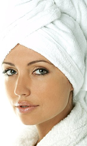 Carenesse Haarturban Baumwolle weiß I Turban Handtuch mit Knopf & Schlaufe saugstark I Stabiles Haarhandtuch natürliche schonende Haartrocknung I OHNE Mikroplastik