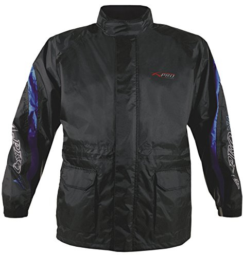 Veste Pluie Nylon 100% Etanche Capuche Reflechissant Moto Motard Sport bleu L