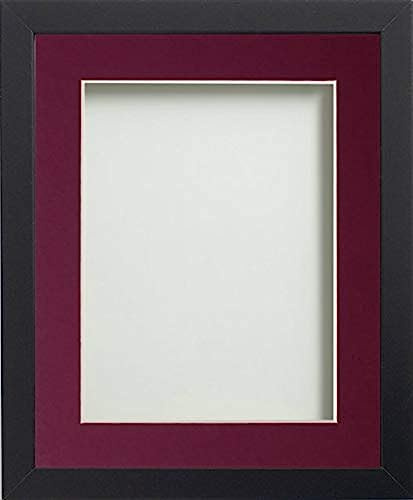 Frame Company Allington Black 16x12 Frame with Plum Mount for 12x10 | Fits a 12x10 image with mount or a 16x12 image without mount, Frame size 16x12, Overall approx 17.6x13.6, Real Glass Front