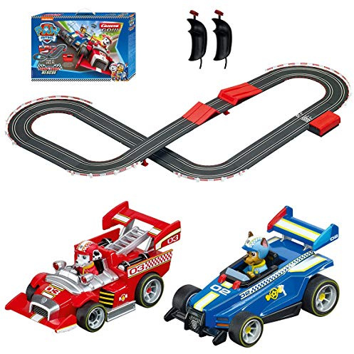 Carrera GO 63514 Official Licensed PAW Patrol Battery Operated 1:43 Scale Slot Car Racing Toy Track Set with Jump Ramp Featuring Chase and Marshall for Kids Ages 5 Years and Up 20063514
