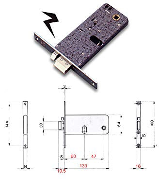 Omec 1202503 388 Serratura Infilare El E60, Cilindro Ovale F16