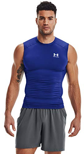 Under Armour UA HG Armour Comp SL Débardeur Respirant pour Homme, t-Shirt Fonctionnel Confortable, Bleu Roi (400)/Blanc, Taille L