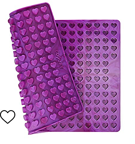Collory minihjärta (1,5 cm) silikonbakmatta, bakform för mini gör-det-själv hundkakor och godis, hjärtbakform, pralinform, chokladform, non-stick och livsmedelssäker (BPA-fri)