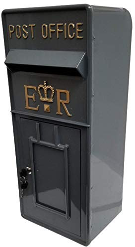 Post Box Wall Mounted Replica Royal Mail ER Letter Box - Grey