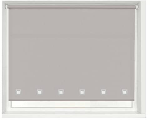 100% Polyester Square Eyelet Trimmable Daylight Roller Blinds (60cm Wide x 210cm Drop, Light Grey)