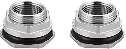 Carvedexquisitely Bulkhead Water Tank Fitting,1 NPT Female Thread,304 Stainless Steel Thru-bulk Fitting(2 Pcs)