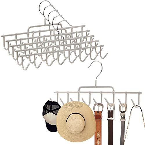 Coloch 6 Pack Tank Top Hanger 8 Hooks for Closet, Multiple Belt Hanger, Scarf, Metal Belt Tie Rack Wardrobe Shawl Towel Holder Bra Organizer, Hanging Organizer Hook for Hats, Purses,13.5 x1.5 x6in