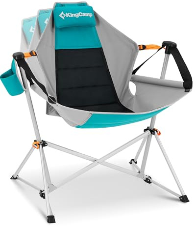 KingCamp Hammock Camping Chair, Swinging Portable Folding Camp Chairs for Adults Max 440lbs Heavy Duty Foldable Oversized Rocker with Aluminum Alloy Frame Cup Holder for Outdoor Beach Patio Sport