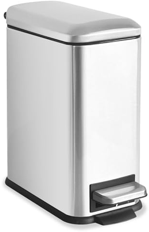 JM ·YIPENG Mülleimer Bad 5L,Rechteckiger Tretmülleimer mit Deckel Mülleimer aus Edelstahl,Schlank Mülleimer mit inneneimer Abfallbehälter fürs Bad,Schlafzimmer,Lernzimmer(Satiniert)