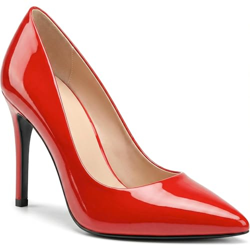 Women’s High Heel Pointed Toe Court Shoe Stiletto Heel Pumps Party Evening Prom Wedding Bridal Ladies Shoes (Red Patent, UK Footwear Size System, Adult, Women, Numeric, Medium, 9)