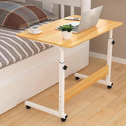 sanjianke-fs Height Adjustable Mobile Table Workstation Laptop Overbed Multi Table with Metal Frame Rolling Castors Tray Breakfast (Black)