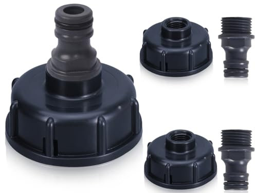 ZoeTekway Confezione da 2 adattatori per Rubinetto con Tappo Serbatoio Compatibile con IBC, Accessori per contenitori, connettore per Tubo da Giardino, Adattatore per Tubo dell'Acqua in plastica
