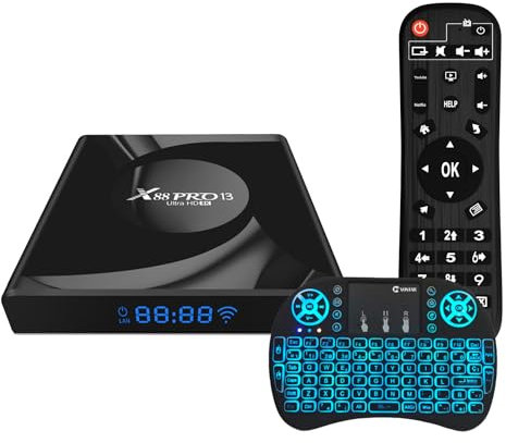 Android 13.0 TV Box, Smart TV Box 4G RAM 64G ROM RK3528 Quadcore Cortex-A53 CPU/USB 3.0/ Ultra HD 4K /HDR 10+/ Wifi 2.4/5.8Ghz /BT 5.0 Med trådlöst minitangentbord,4gb+32gb