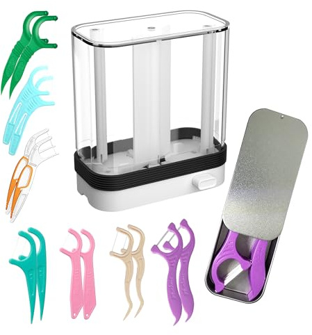 Floss Dispenser refillable, Floss Pick Dispenser for Plackers, Flosser Holder, Portable case for Dental Picks (20 Counts)