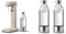 Aarke Carbonator 3, Premium Wassersprudler aus Edelstahl mit Aarke Flasche, Sand Finish & 2er-Pack PET-Flaschen für Wassersprudler Carbonator 3, BPA-frei mit Details in Edelstahl, 800ml, AASPB1-STEEL