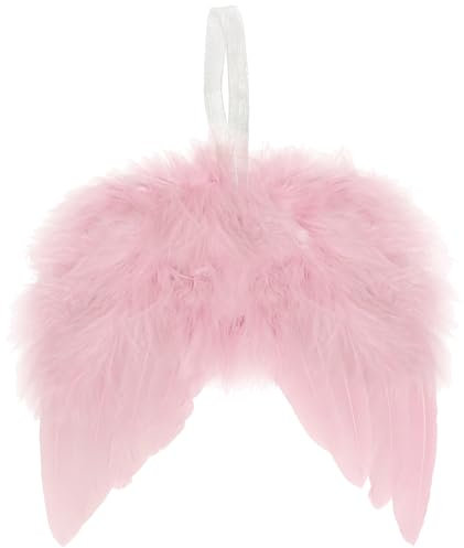 10 alas de ángel rosas para adorno de árbol de Navidad, 16 x 14 cm, alas de plumas de ángel para colgar, plumas blancas vintage para manualidades, decoración de Navidad, hogar, boda, fiesta (rosa, 10)