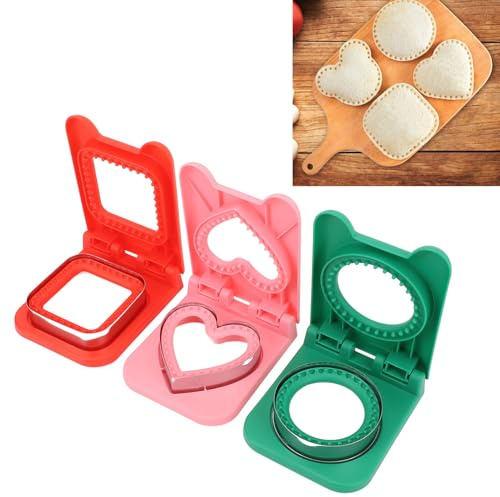 Cortador y Sellador de Sándwiches, Juego de 3 Sándwiches, Cortar y Sellar, Cortador de Sándwiches sin Corteza, Máquina para Hacer Panqueques en Forma de Corazón para Loncheras,