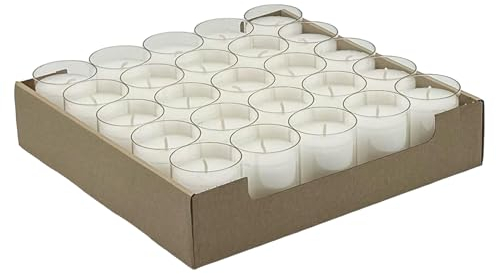 Horeca Candles - Teelichter in Transparente Kunststoff Hülle - Weiß - 24 Stück - 24 Stunden Lange Brenndauer - Kerzen Deko, Gastro, Hochzeit, Dekorieren, Feiern, Entspannen, Party