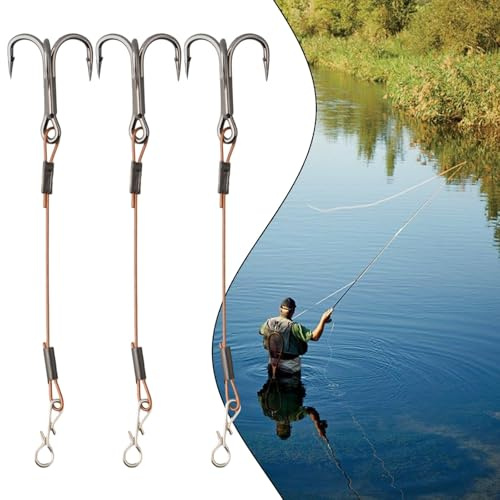 Lot de 3 hameçons triples en acier inoxydable pour pêche aux carnassiers (5,5 cm)