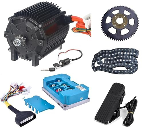 Kunray Moteur électrique 72 V 5000 W - Moteur électrique haute performance amélioré - 6800 tr/min - Pour kart, scooter, Dirt bike, ATV/moto, Razor - Kit de mise à niveau (kit moto 5000 W)
