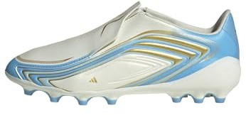 adidas Unisex niños F50 Messi League Laceless Artificial Ground Football Boots Kids Shoes, Ivory/Semi Blue Burst/Icey Blue, 35 EU