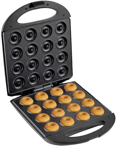 Macchina per ciambelle commerciale, 1400 W, riscaldamento a doppio lato, controllo termostatico, rivestimento in teflon, mini macchina con 16 fori, per casa e viaggio