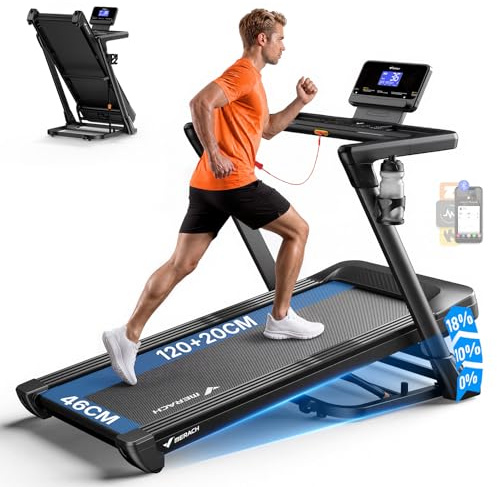 MERACH T31 Cinta de Correr 46*120 CM/46*140 CM, 18% Inclinación Automática | 3.5HP Cinta de Andar, 14KM/H Walking Pad, Caminadora Electrica para Hogar/Oficina, 159KG Treadmill for Home, LCD, App