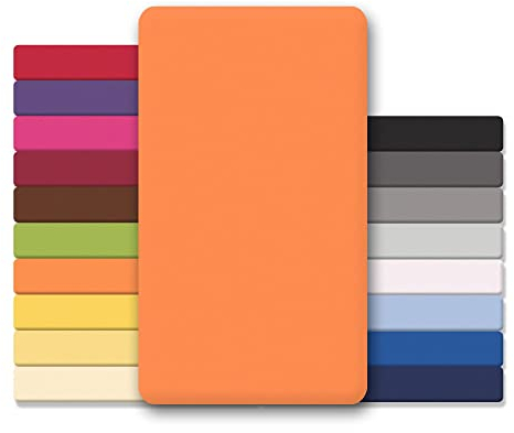 CelinaTex Jersey Topper Spannbettlaken Lucina 90x200-100x200cm orange 100% Baumwolle gekämmt bis 12cm Matratzenhöhe Spannbettbezug, Leintuch, Bettlaken, elastisch, Strech, Oeko-Tex