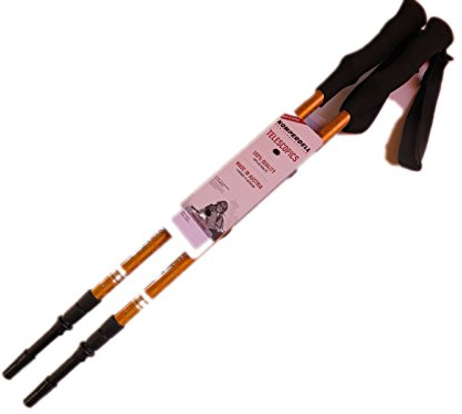 Komperdell Trekker Foam A Sorang, Tourenstock, Wanderstock, Alu mit Foam Griff und Antishock, Orange, Packmaß: 71,5 cm, ausziehbar von 105cm-140cm (Lieferung natürlich im Paar)