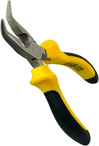 AERZETIX - C45842 - Pince Mini 175mm à Bec Coudé à 45°- Bout Pointu Demi-Rond - Pince pour Pliage/Torsion - Outillage/Accessoire à Main - Poignée Bi-Matière Antidérapante - DIN 5743 - en Acier/CR-V/