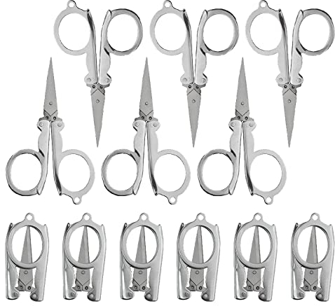 XINMEIWEN 12Pcs kleine faltbare Schere Portable Travel Scissors Edelstahl Cutter Mini Schere Set für Haus Büro und Reise Reise Schere