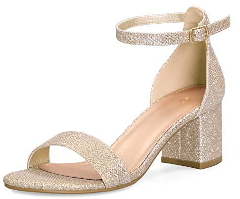 mysoft Women's Chunky Low Heels Open Toe Block Heeled Dress Ankle Strap Pump Wedding Sandals