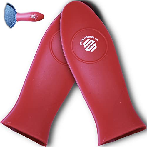 S&S UKessentials Classic Hot Handle Holders - Heat Resistant Pan Handle Covers, Non-Slip (Red, 2 Pcs)