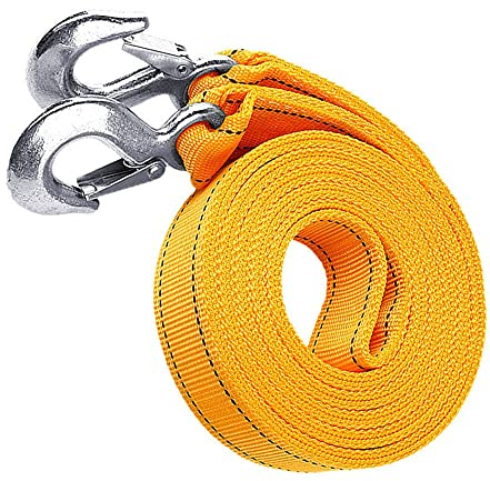 ZZDZW Abschleppseil Auto,Abschleppseil 5t-25t,Gurt Reflektierenden Hochfeste Abschleppgurte 4m/5m/6m/7m/8m/9m/10m Mit Zwei Sicherheitshaken Windenseil Abschleppband Verstärkte Schlaufenende