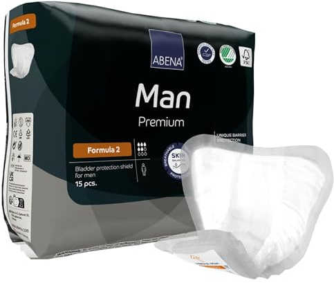 ABENA Man Formula 2 Premium SPARPAKET (15 x 12 = 180 Stück) Inkontinenzeinlagen für Herren, 700 ml Saugfähigkeit, schnell einziehende, diskrete und anatomische geformte Einlagen für Männer