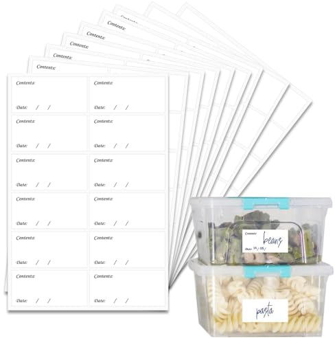 Pack of 108 Freezer Labels (60 x 30 mm) Food Labels Stickers Freezer Sticker Easy Peel Off Waterproof Label for Freezer containers, Jars and Boxes Papa Prints