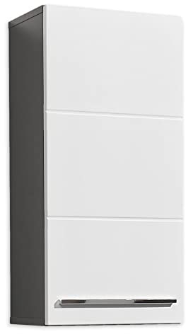 DEINE TANTE EMMA 71-416-P2 Gloss Weiß Glanz/Anthrazit Hängeschrank Wandschrank Bad ca. 34 x 70 x 23 cm