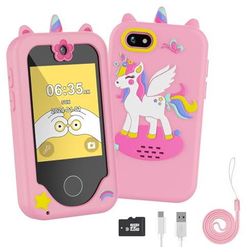 Etpark Smartphone per Bambini/Bambina, Cellulare per Bambini, Regalo per Bambini Dai 3 ai 12 Anni, Cellulare Giocattolo Educativo con 13 Giochi, Telecamera, Musicale, Favola, Disegno, Sveglia