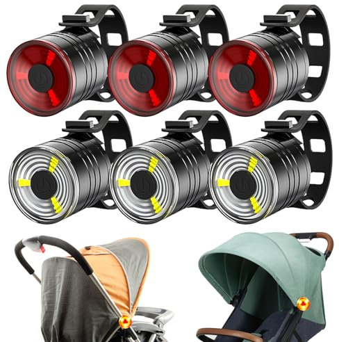 Sporgo 6 Stück Kinderwagen Licht: Kinderwagenlicht Batteriebetrieben LED-Kinderwagenleuchten mit 3 Lichteffekte, Wasserdicht Led Reflektoren Blinklicht für Alle Kinderwagen, Kinderwagen Zubehör (6PCS)