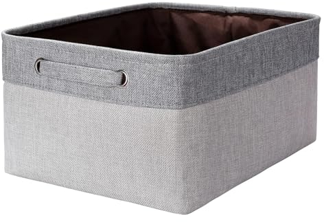 Patvingot Storage Basket Set - Foldable Fabric Box with Sturdy Handles for Wardrobe, Shelves & Closet Organization - Versatile for Clothes, Toys, and More (Grey/Light Grey, Medium-1 Pack)