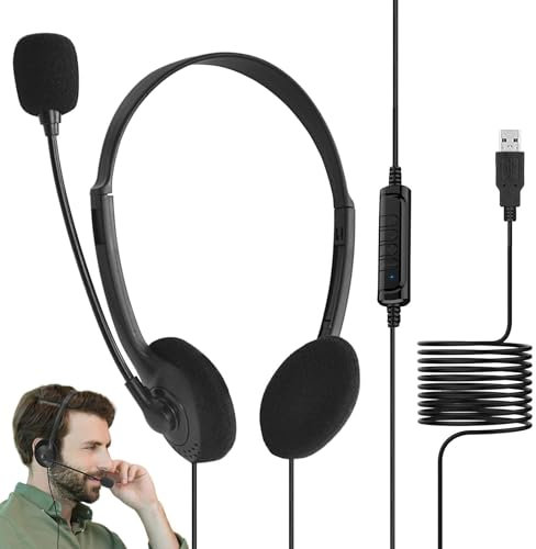 Maciun USB-Game-Headset mit Mikrofon, Computer-Game-Headset – kabelgebundene Kopfhörer, bequem und verstellbar, Computerzubehör für Zuhause, PC, Tablet