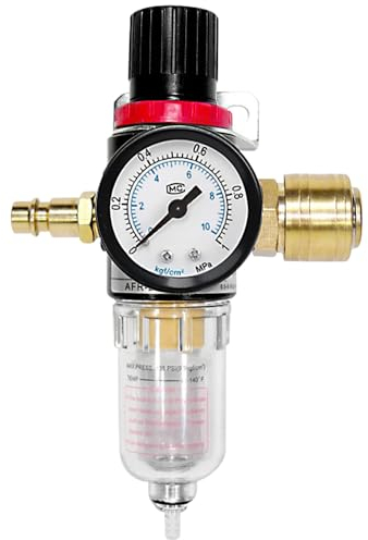 DAJASD Riduttore di pressione aria compressa 1/4 pollici, separatore acqua ad aria compressa, accessori compressore, filtro ad aria compressa, separatore d'acqua con separatore di acqua, attacchi