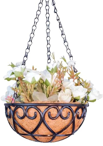 Wpsagek Hängetopf Pflanzen Für Außen, 10-Zoll Blumenampel Mit Kokospalmeneinlage, Hängend Blumentöpfe Für Garten Balkon